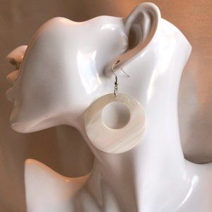 Oversized White Shell Hoop Earrings